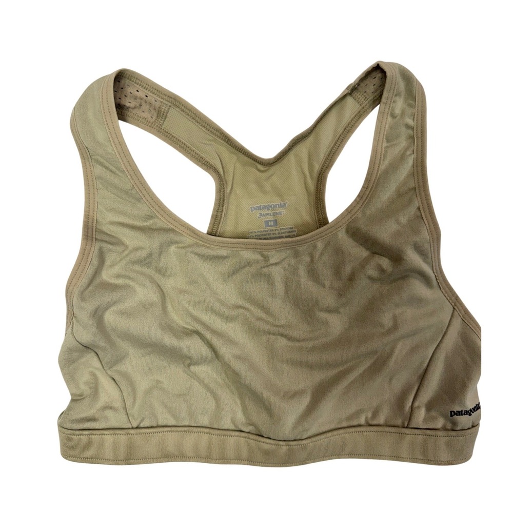 Patagonia Capilene Womens Sport Top Racerback Bra Tan Khaki Size M NEW